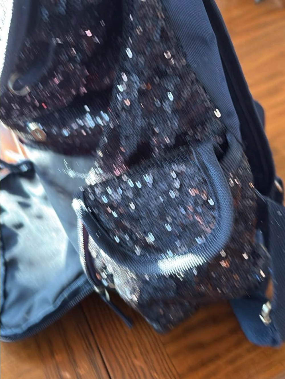 Navy Sequin Drawstring Backpack - Picture 6 of 6